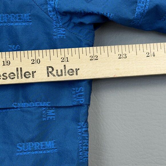 Supreme Jacket Mens Small Blue Jacquard Hooded Full Zip Windbreaker Mesh Lined - Picture 15 of 16